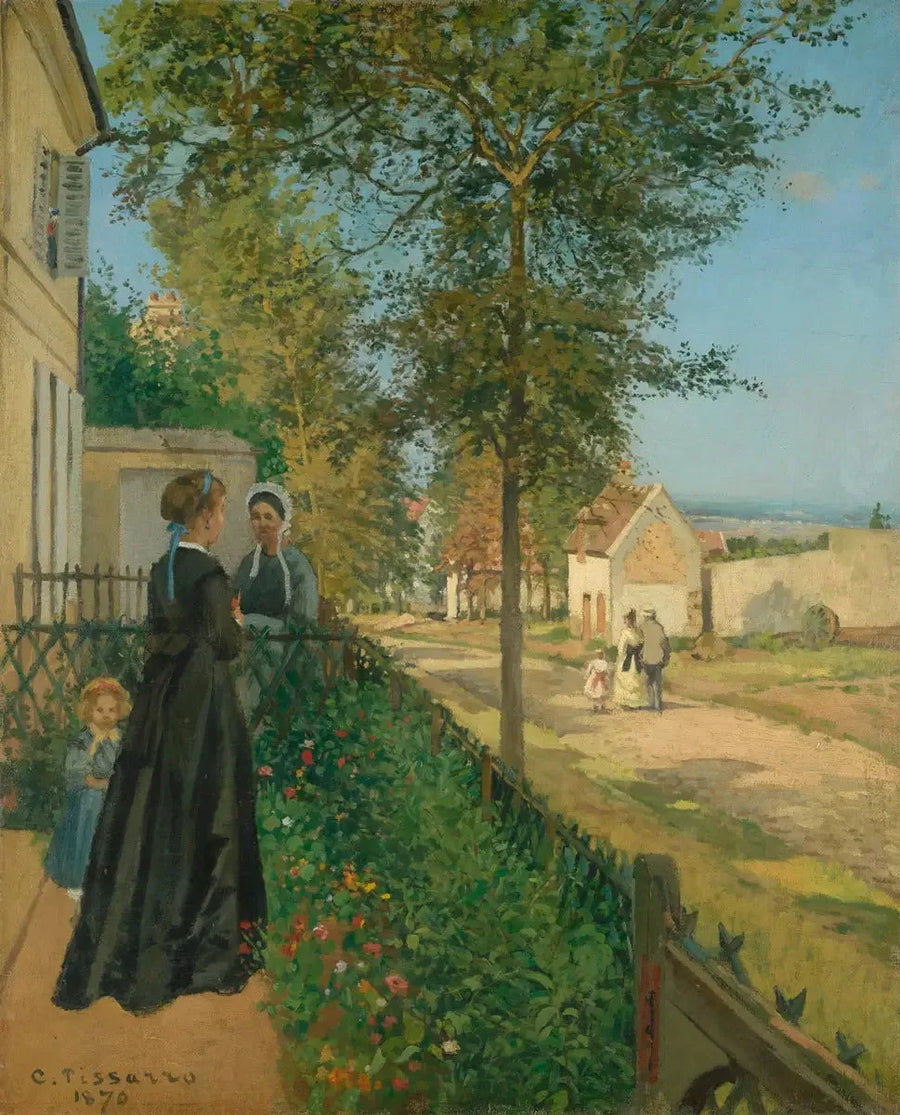 La Conversación, Louveciennes - Camille Pissarro