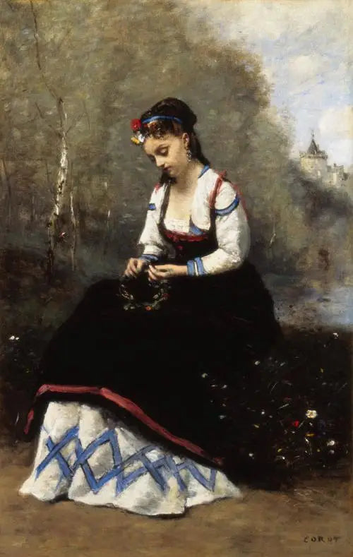 La corona de flores - Jean-Baptiste Camille Corot