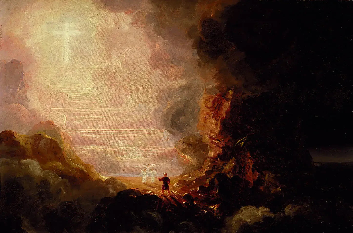 La Croix et le Monde : le pèlerin de la Croix à la fin de son voyage - Thomas Cole image 1 tableau peint à l’huile sur toile