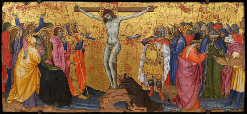 La Crucifixión con san Francisco de rodillas llevando los estigmas - Taddeo di Bartolo
