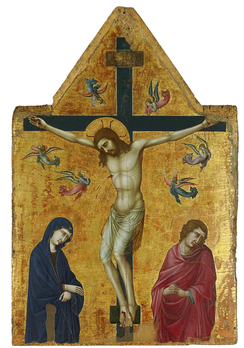 La Crucifixión con la Virgen, san Juan y los ángeles - Ugolino di Nerio