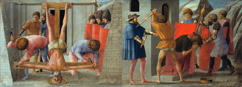 La Crucifixión de San Pedro y la Decapitación de San Juan Bautista - Masaccio