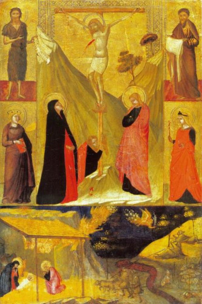 La Crucifixión, la Natividad y los Santos - Ambrogio Lorenzetti