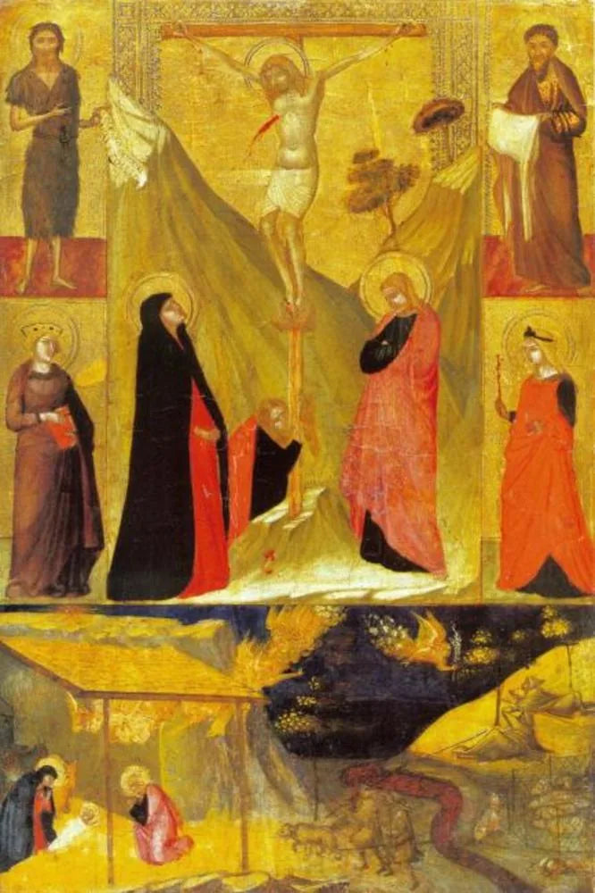 La Crucifixión, la Natividad y los Santos - Ambrogio Lorenzetti