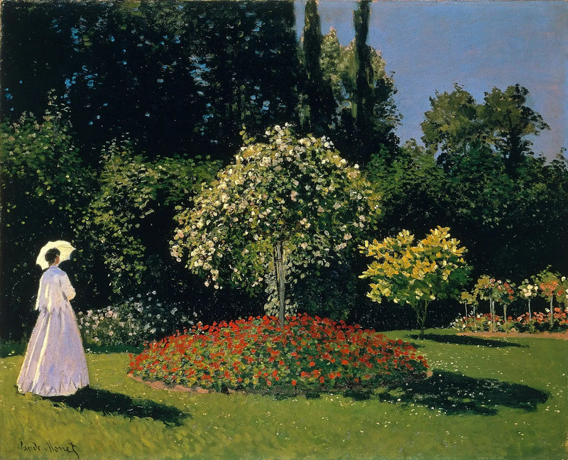 La Dama de blanco en el jardín - Claude Monet