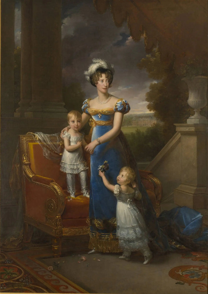 La duquesa de Berry y sus hijos frente al Castillo de Rosny - François Gérard