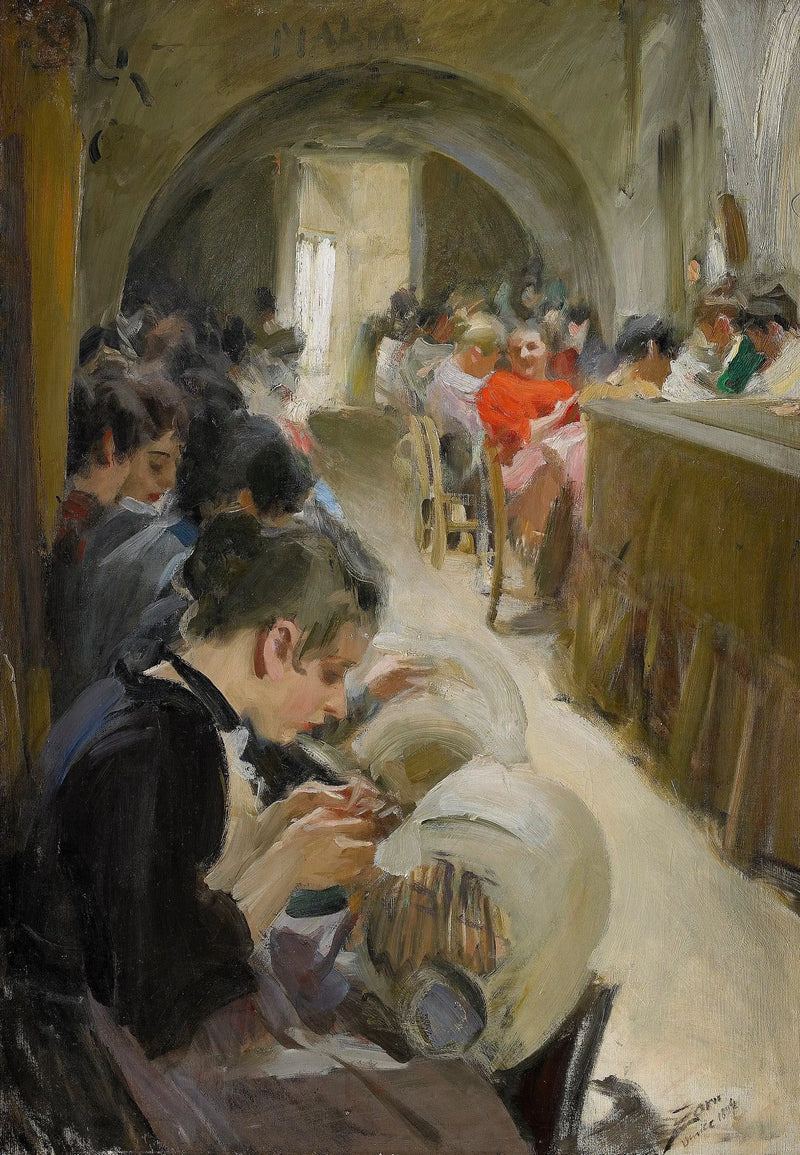 La fabricación de la encaje en Venecia - Anders Zorn