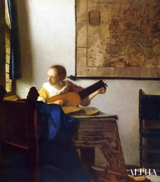 La Femme au luth - Johannes Vermeer - Reproductions de tableaux et peintures haut de gamme