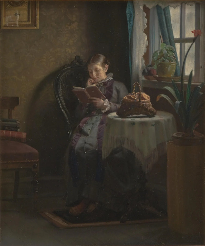 La esposa del artista lee - Michael Peter Ancher