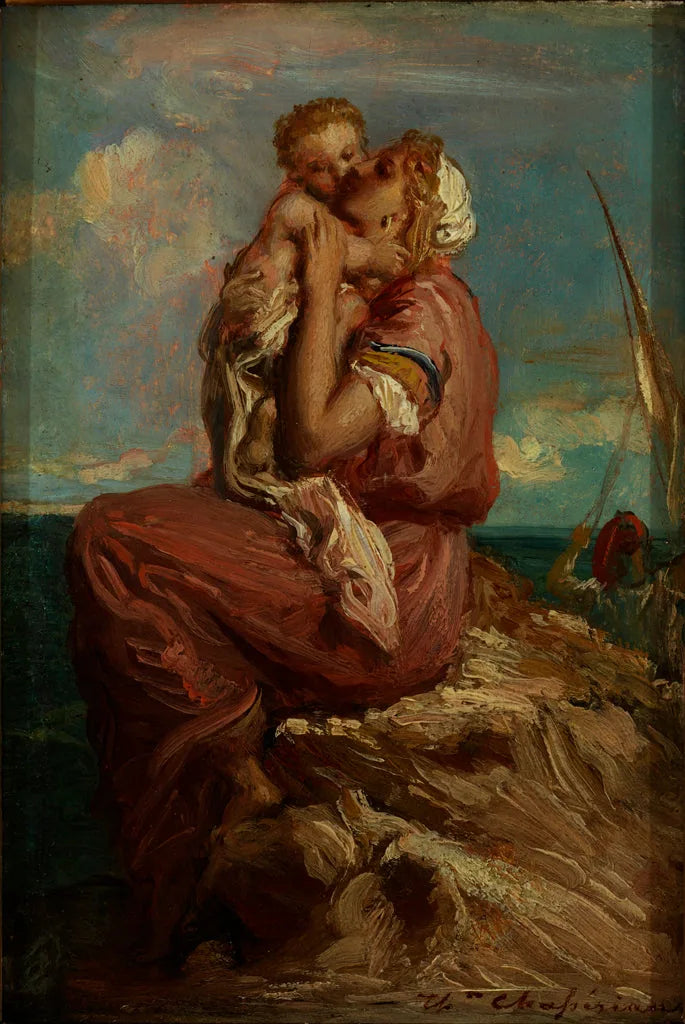 La mujer del pescador de Mola di Gaeta abrazando a su hijo - Théodore Chassériau