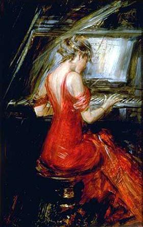 La mujer vestida de rojo - Giovanni Boldini
