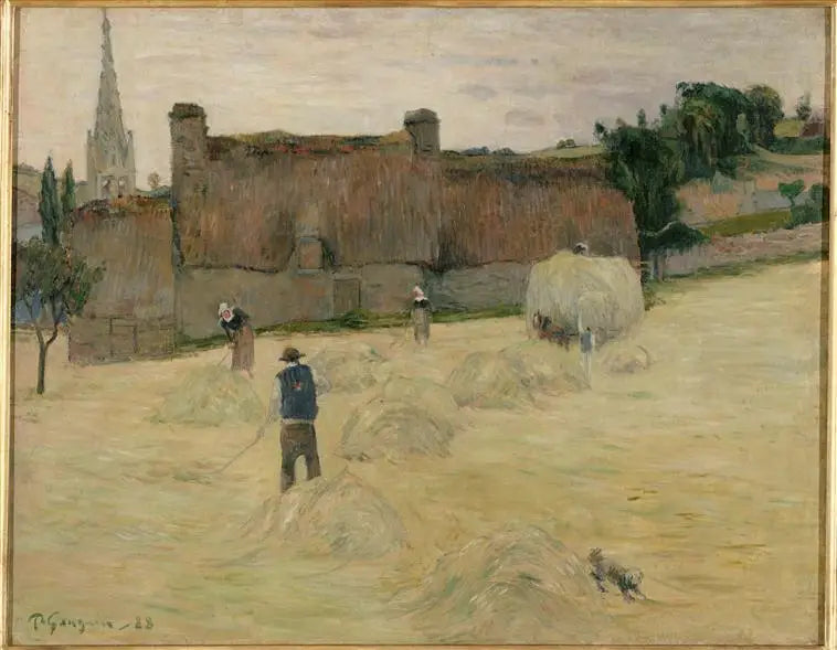 La Fenaison en Bretagne (recto) ; Bouquet de fleurs devant une fenêtre ouverte sur la mer (verso) - Paul Gauguin image 1 reproduction d’œuvre d’art à l’huile