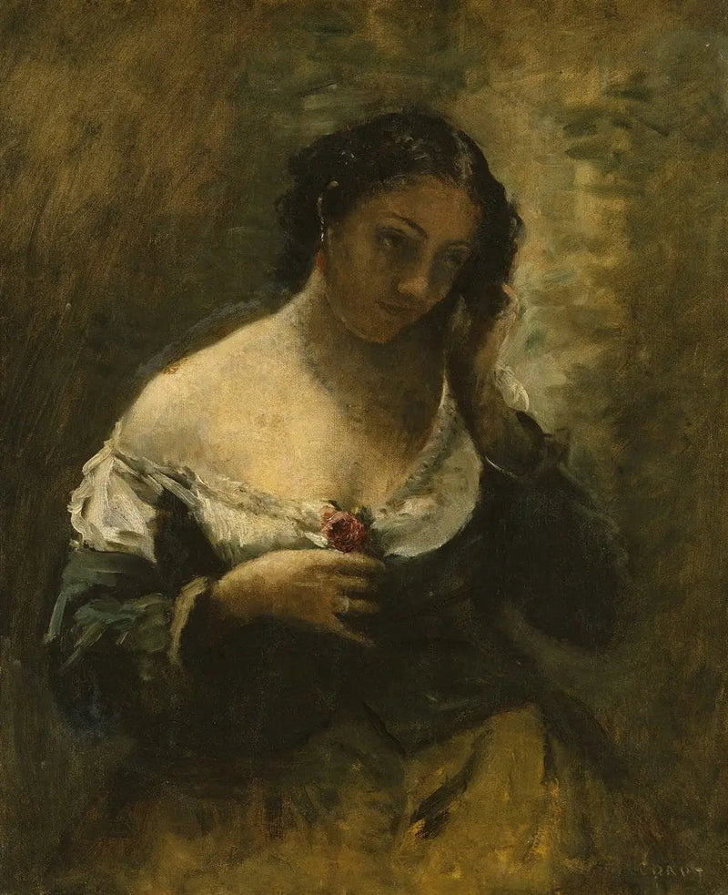 La chica con la rosa - Jean-Baptiste Camille Corot