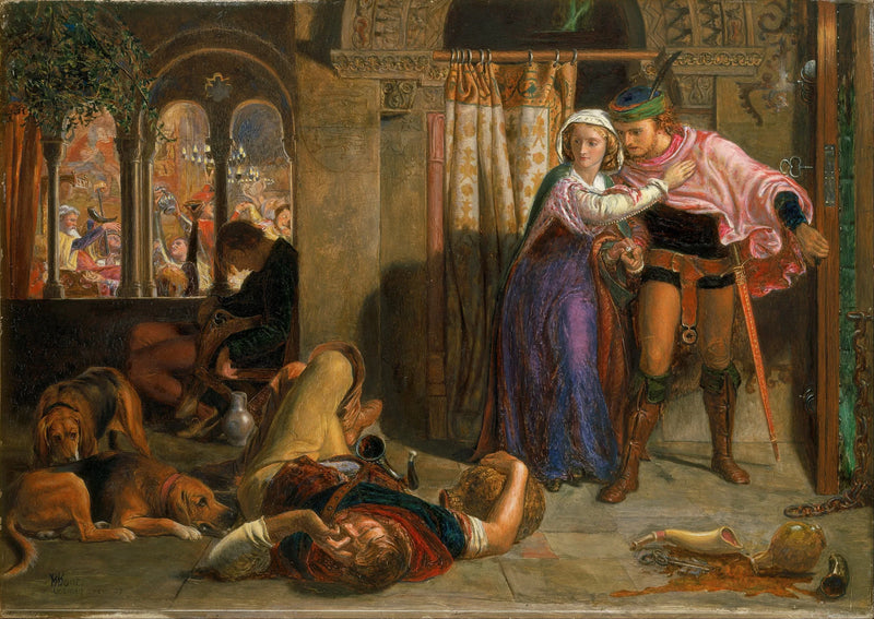 La fuga de Madeline y Porphyro durante la embriaguez que acompaña a las festividades (La víspera de la Santa Águeda) - William Holman Hunt