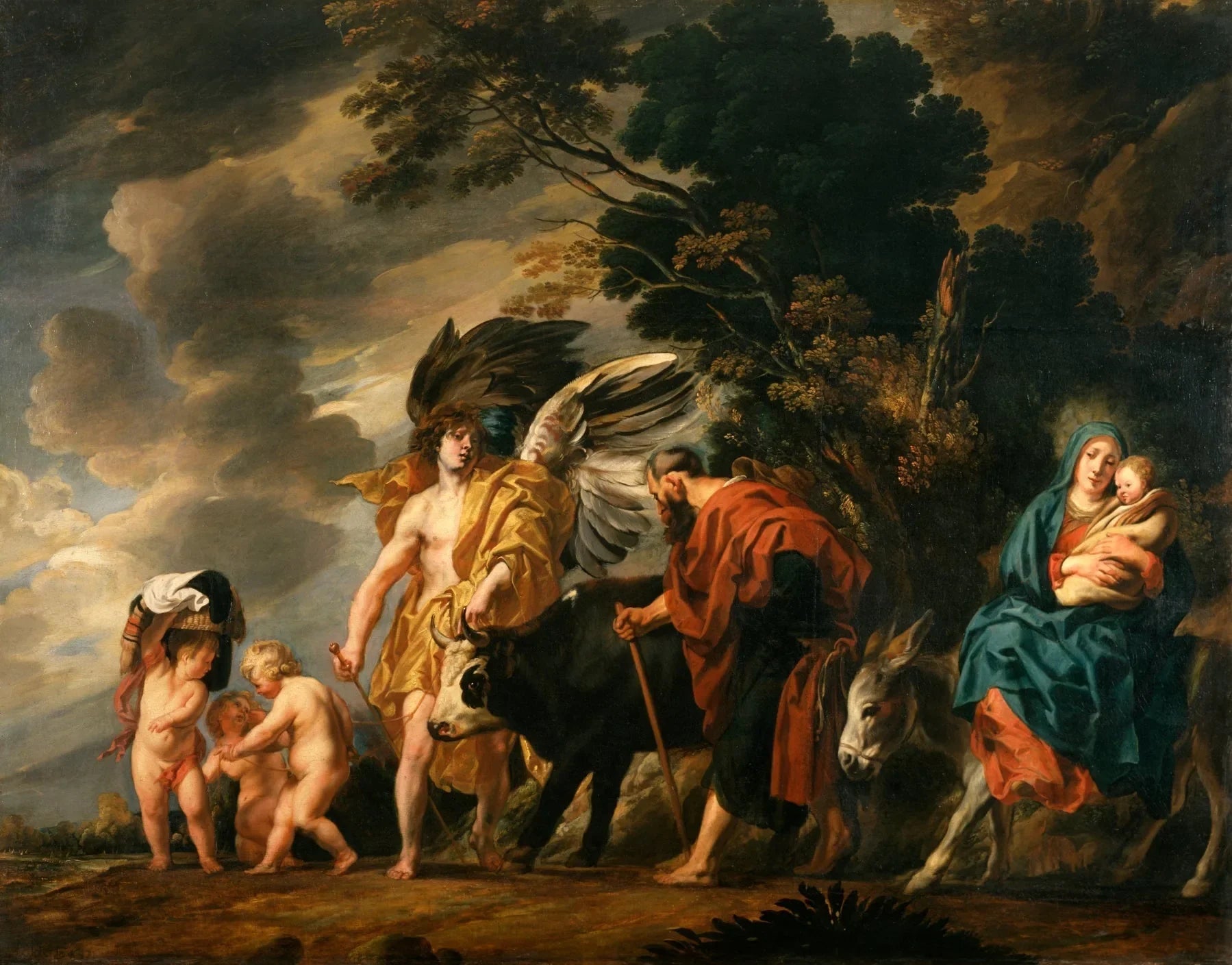 La fuite de la Sainte Famille en Égypte - Jacob Jordaens image 1 copie de tableau peinte à la main