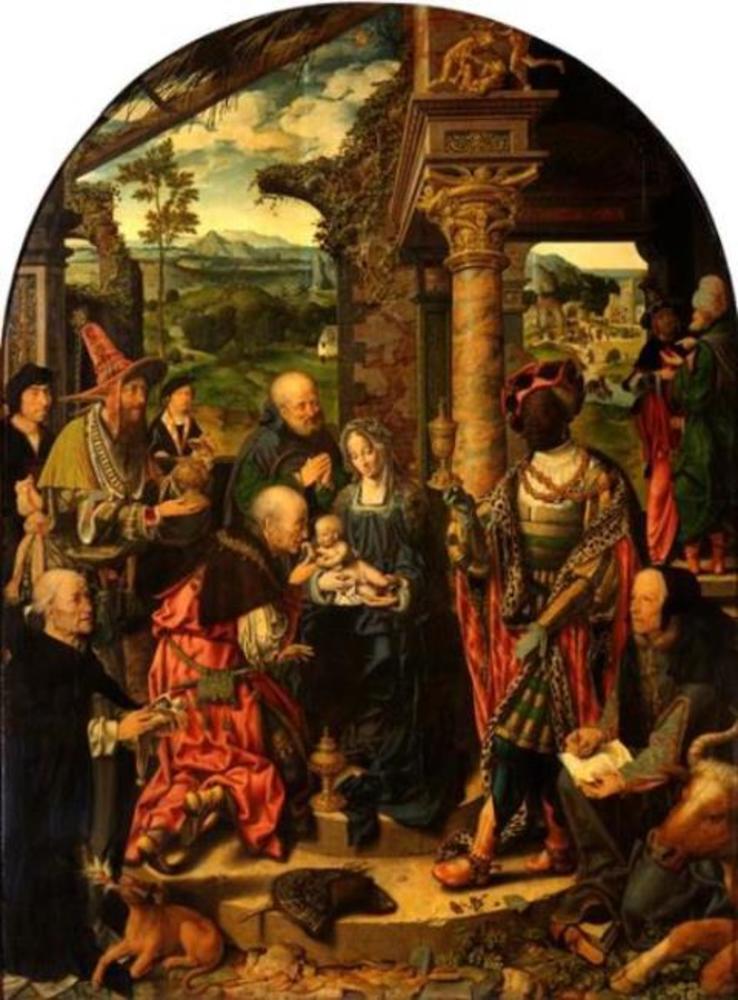 La Gran Adoración de los Reyes - Joos van Cleve