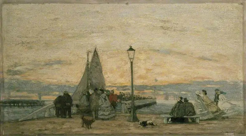 La Jetée de Trouville: Puesta de sol - Eugène Boudin
