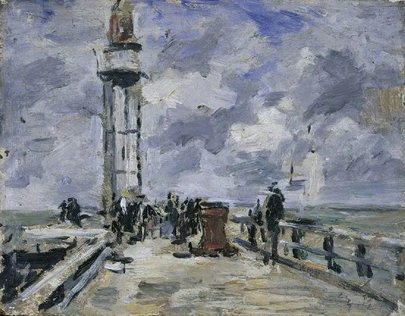 El muelle y el faro de Honfleur - Eugène Boudin