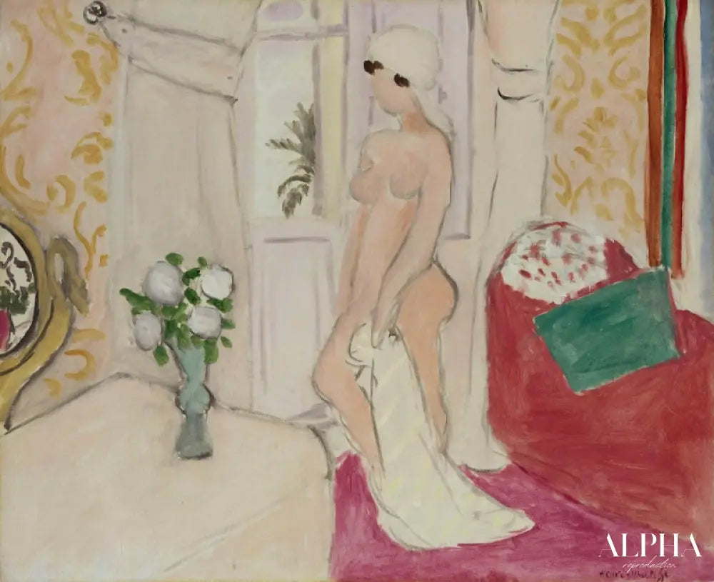 La jeune femme et le vase de fleurs - Matisse - Reproductions de tableaux et peintures haut de gamme