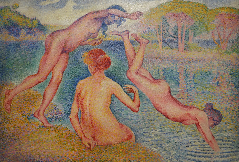 La alegre baño - Henri-Edmond Cross