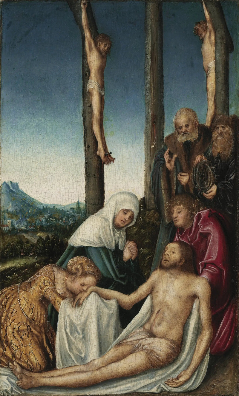 La Lamentación con los dos bandidos crucificados - Lucas Cranach el Viejo