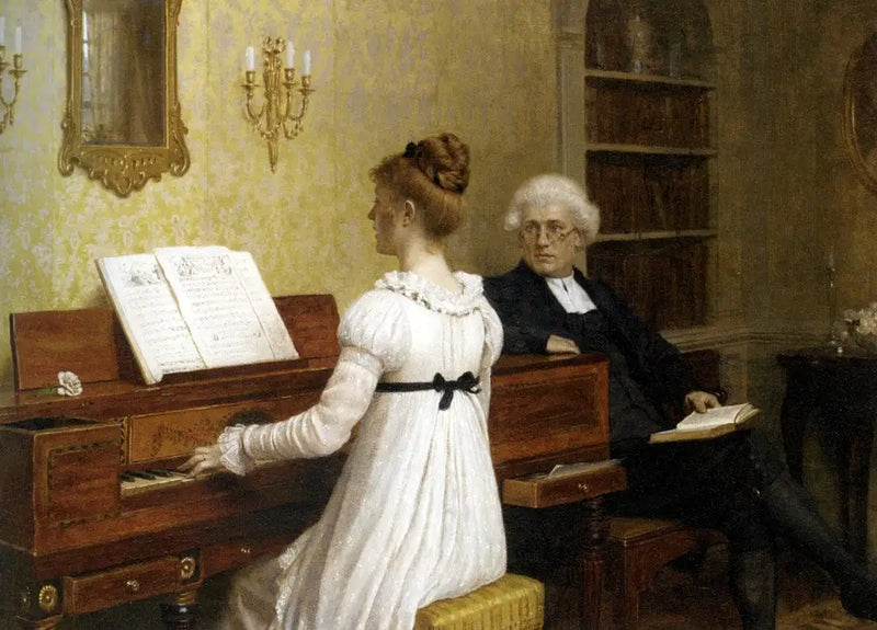La lección de piano - Edmund Blair Leighton