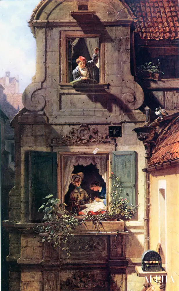 La Lettre d'amour interceptée - Carl Spitzweg - Reproductions de tableaux et peintures haut de gamme