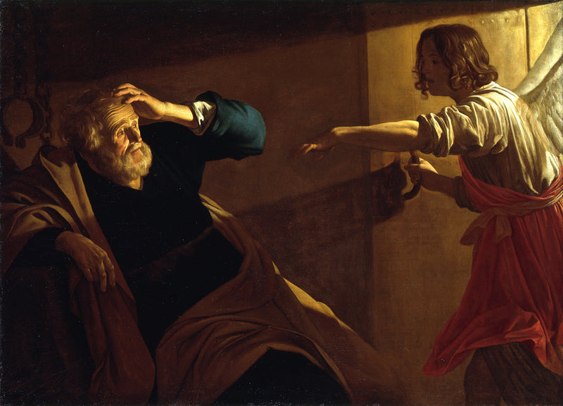 La liberación de San Pedro de la prisión por el ángel - Gerrit van Honthorst