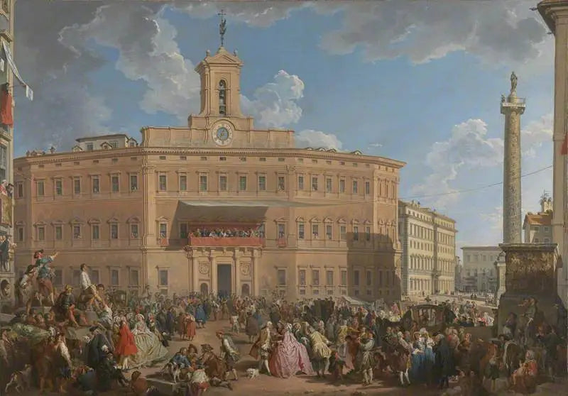 La Lotería en la Piazza di Montecitorio - Giovanni Paolo Panini