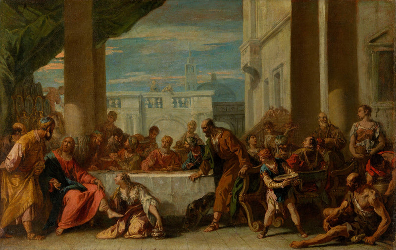 La Magdalena llorando los pies de Cristo. - Sebastiano Ricci
