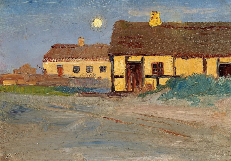 La casa de Christoffer en Skagen. Luz de luna. Vigilia de verano - Peder Severin Krøyer