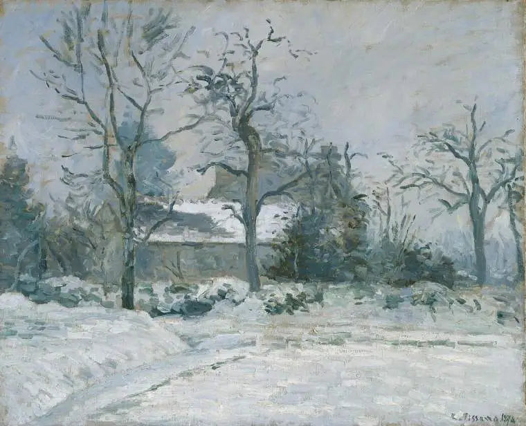 La Casa de la Piette, Montfoucault, efecto de nieve - Camille Pissarro