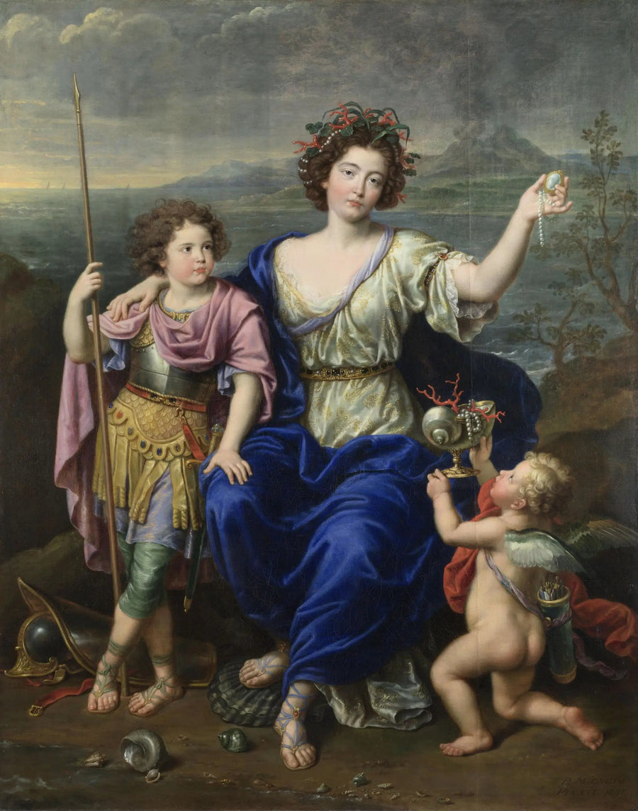La marquesa de Seignelay y dos de sus hijos - Pierre Mignard