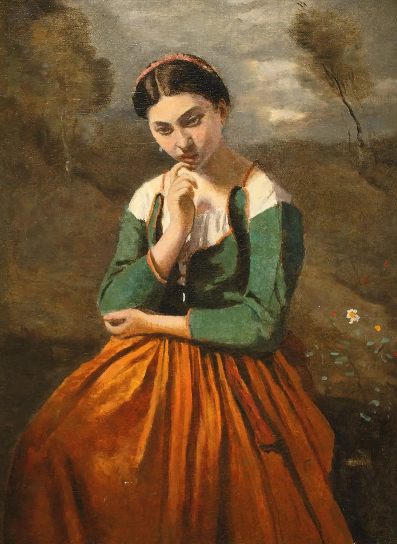 La meditación - Jean-Baptiste Camille Corot