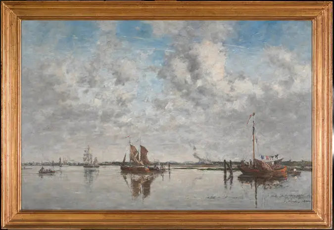 La Meuse à Rotterdam - Eugène Boudin image 2 reproduction artisanale de tableau