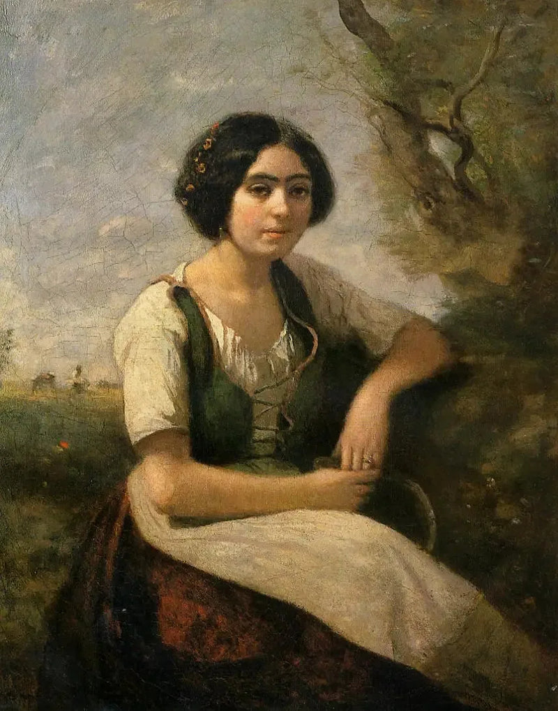La cosechadora con hoz - Jean-Baptiste Camille Corot