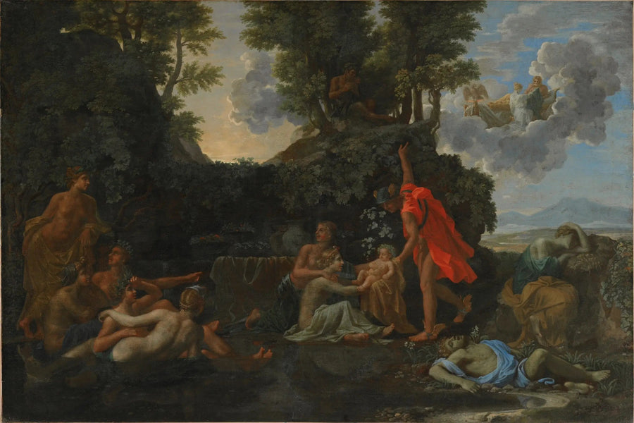 El nacimiento de Baco y la muerte de Narciso - Nicolas Poussin