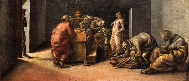 El nacimiento de San Juan Bautista y la imposición de su nombre - Luca Signorelli