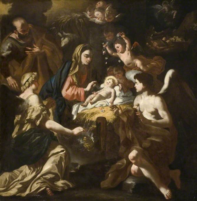 La Natividad con ángeles adoradores - Francesco Solimena