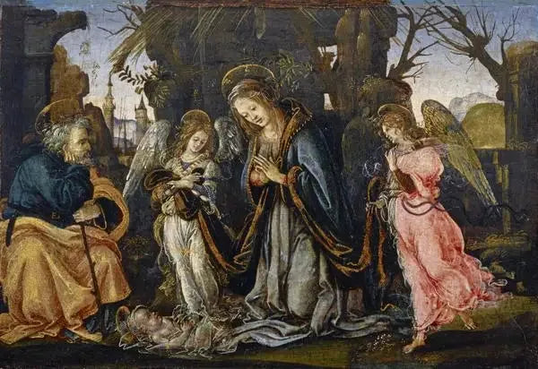 La Natividad con dos ángeles - Filippino Lippi