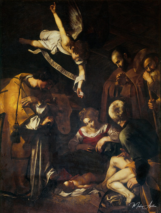 La Nativité avec saint François et saint Laurent - Caravage - Reproductions de tableaux et peintures haut de gamme