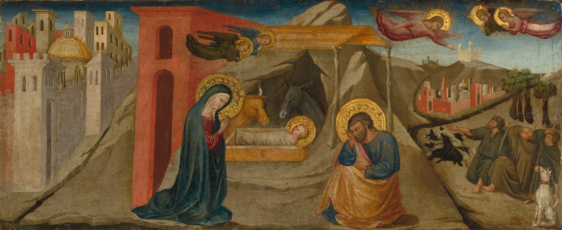 La Natividad y la Anunciación a los pastores - Bicci di Lorenzo