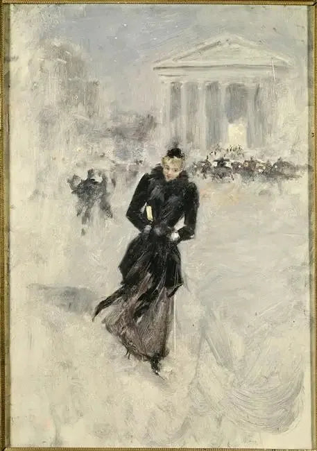 La parisina calle Royale, mujer con boa - Jean Béraud