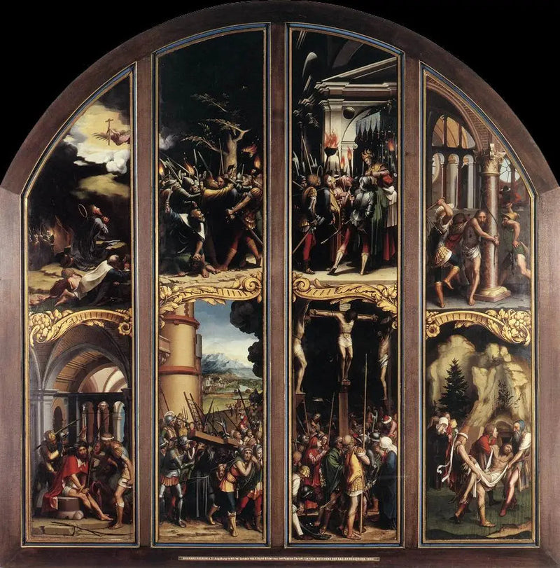 La Pasión de Cristo: En el huerto de los olivos, La arrestación de Cristo, El Cristo ante Caifás, La flagelación, La coronación de espinas, La subida a la cruz, La crucifixión, La sepultura - Hans Holbein el Joven
