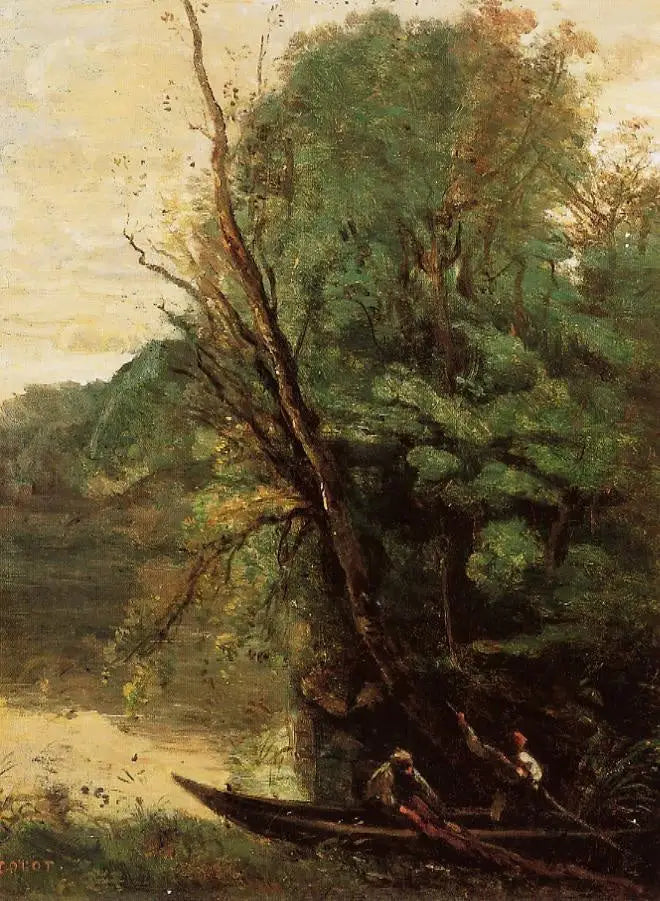 La pesca con la red de arponero - Jean-Baptiste Camille Corot