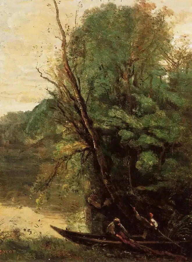 La pesca con la red de arponero - Jean-Baptiste Camille Corot