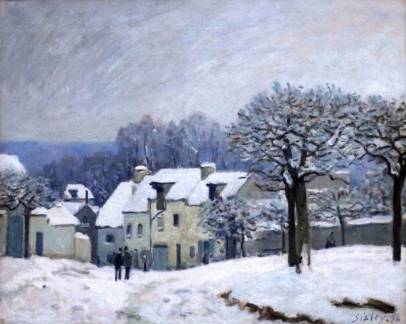 La Plaza del Chenil en Marly, efecto de nieve - Alfred Sisley