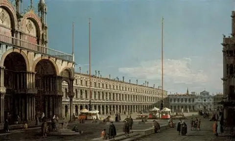 La plaza de San Marcos, Venecia, vista hacia las Procuratie Nuove y la iglesia de San Geminiano desde el Campo di San Basso - Canaletto