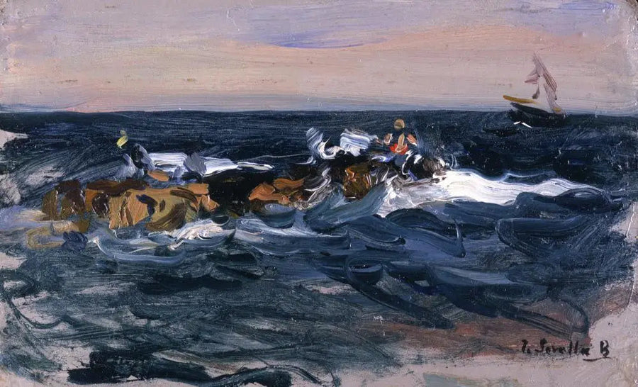 La playa, Valencia (Bueyes tirando de un barco) - Joaquín Sorolla