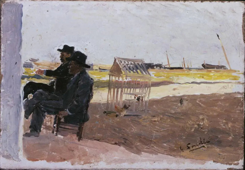 La Playa, Valencia (Dos Hombres Sentados) - Joaquín Sorolla